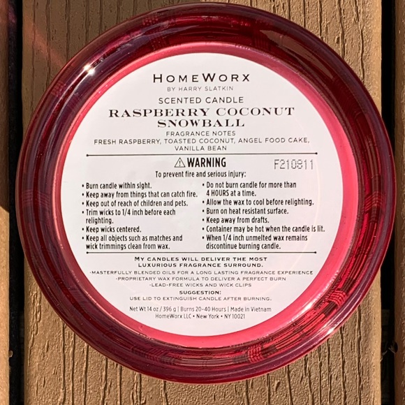 🆕 “RASPBERRY COCONUT SORBET” HARRY SLATKIN HOMEWORX 3 WICK, 14oz CANDLE —NWT!!! - Picture 5 of 5